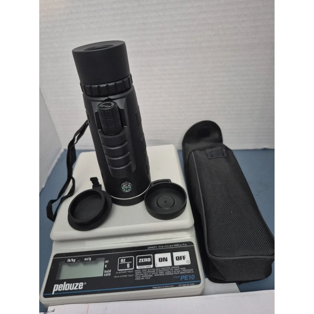 Monocular With Compass, Lens Covers,Draw String Bag Case - 40 x 60